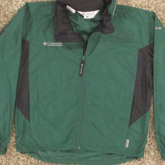 Columbia Vintage Y2K Windbreaker Men Medium Emerald Green Titanium Hooded - Picture 3 of 8